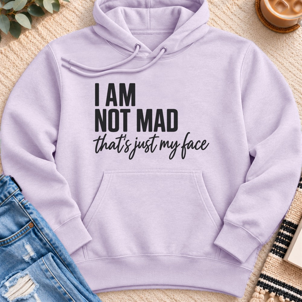 I Am Not Mad, That's Just My Face Premium Hoodie in Lilac - Quiet Chaos Co unisex mental health hoodie
