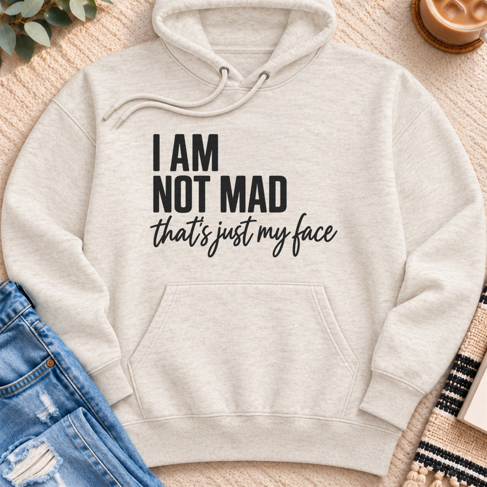 I Am Not Mad, That's Just My Face Premium Hoodie in Oatmeal Heather - Quiet Chaos Co unisex mental health hoodie