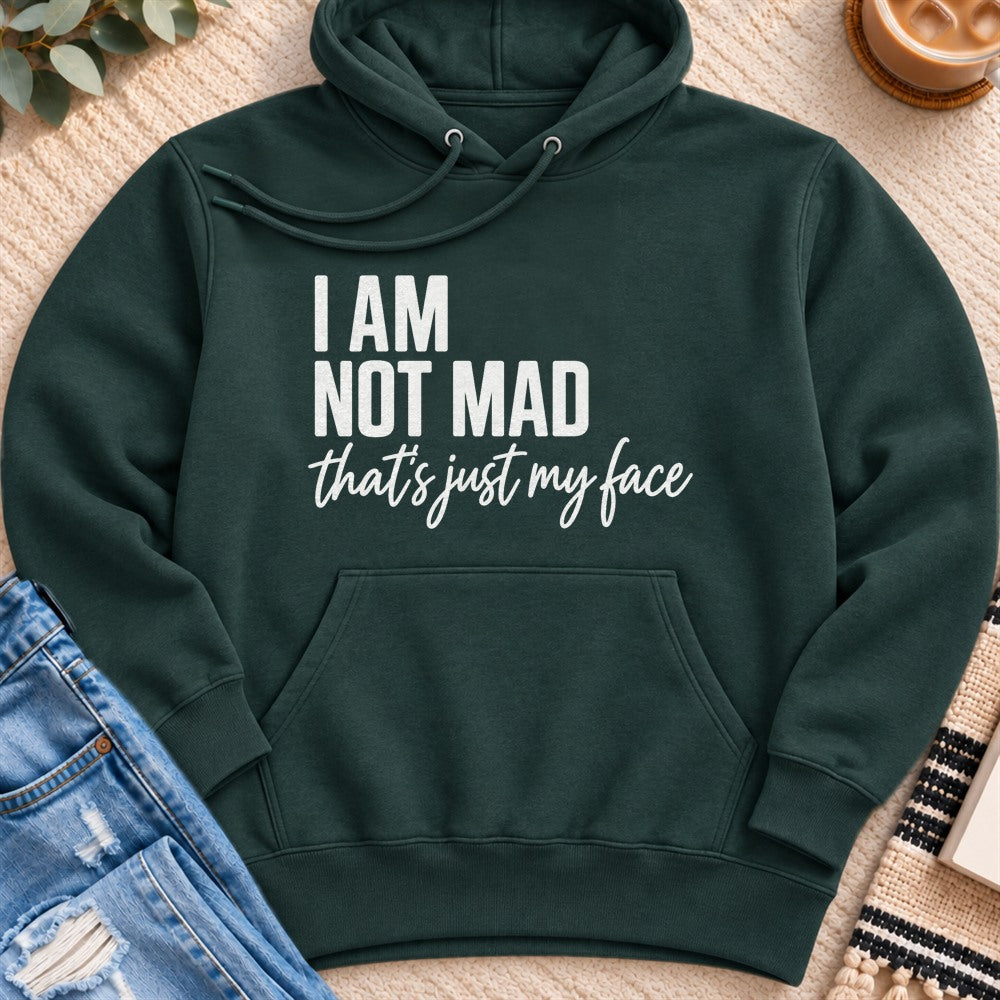 I Am Not Mad, That's Just My Face Premium Hoodie in Sports Green - Quiet Chaos Co unisex mental health hoodie