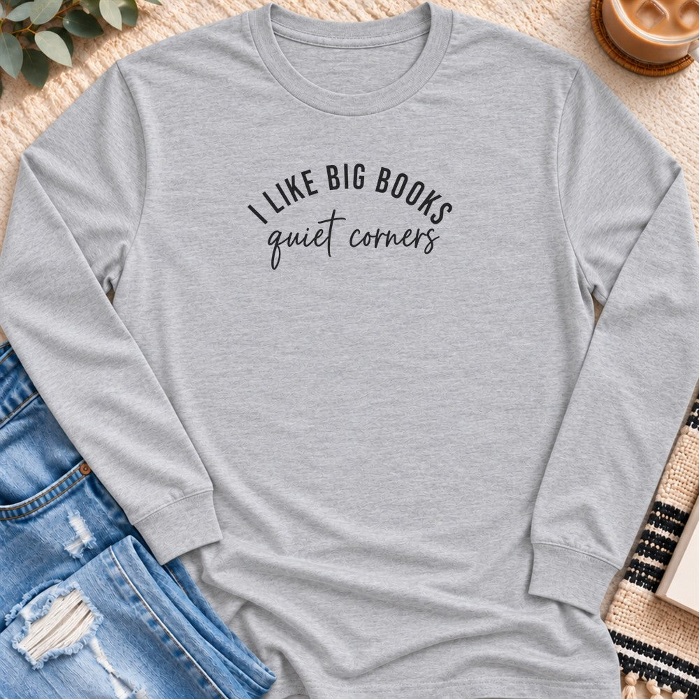 I Like Big Books, Quiet Corners Long Sleeve in Sport Grey - Quiet Chaos Co unisex mental health long sleeve tee