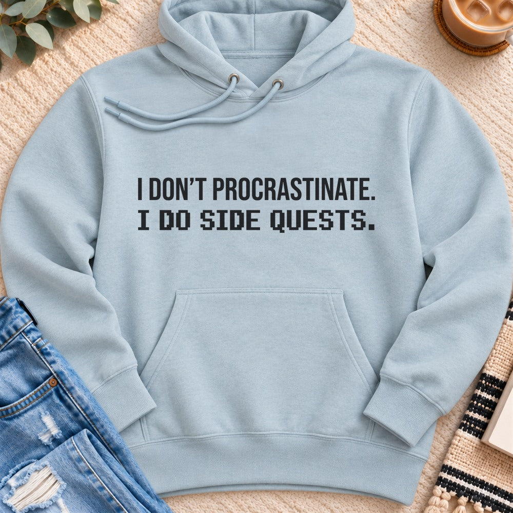 I do Side Quests Premium Hoodie in Blue Mist - Quiet Chaos Co unisex mental health hoodie