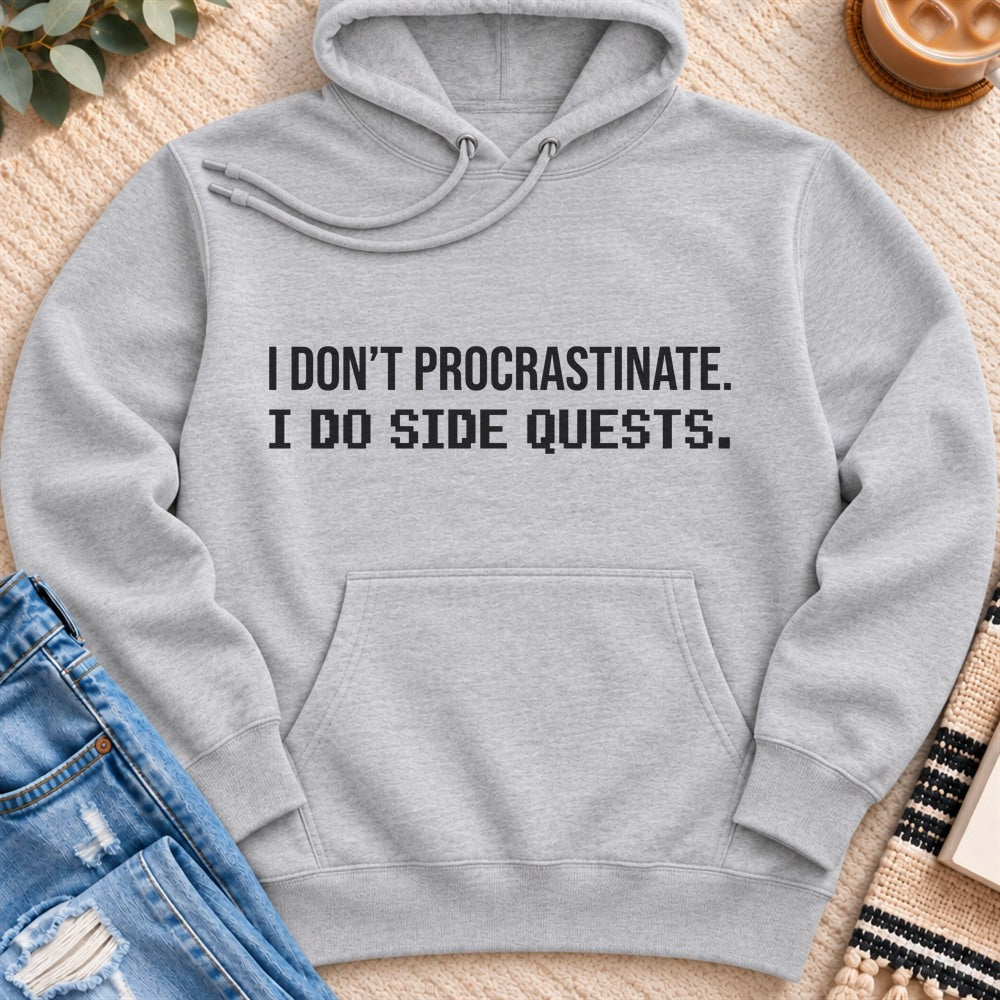 I do Side Quests Premium Hoodie in Heather Grey - Quiet Chaos Co unisex mental health hoodie