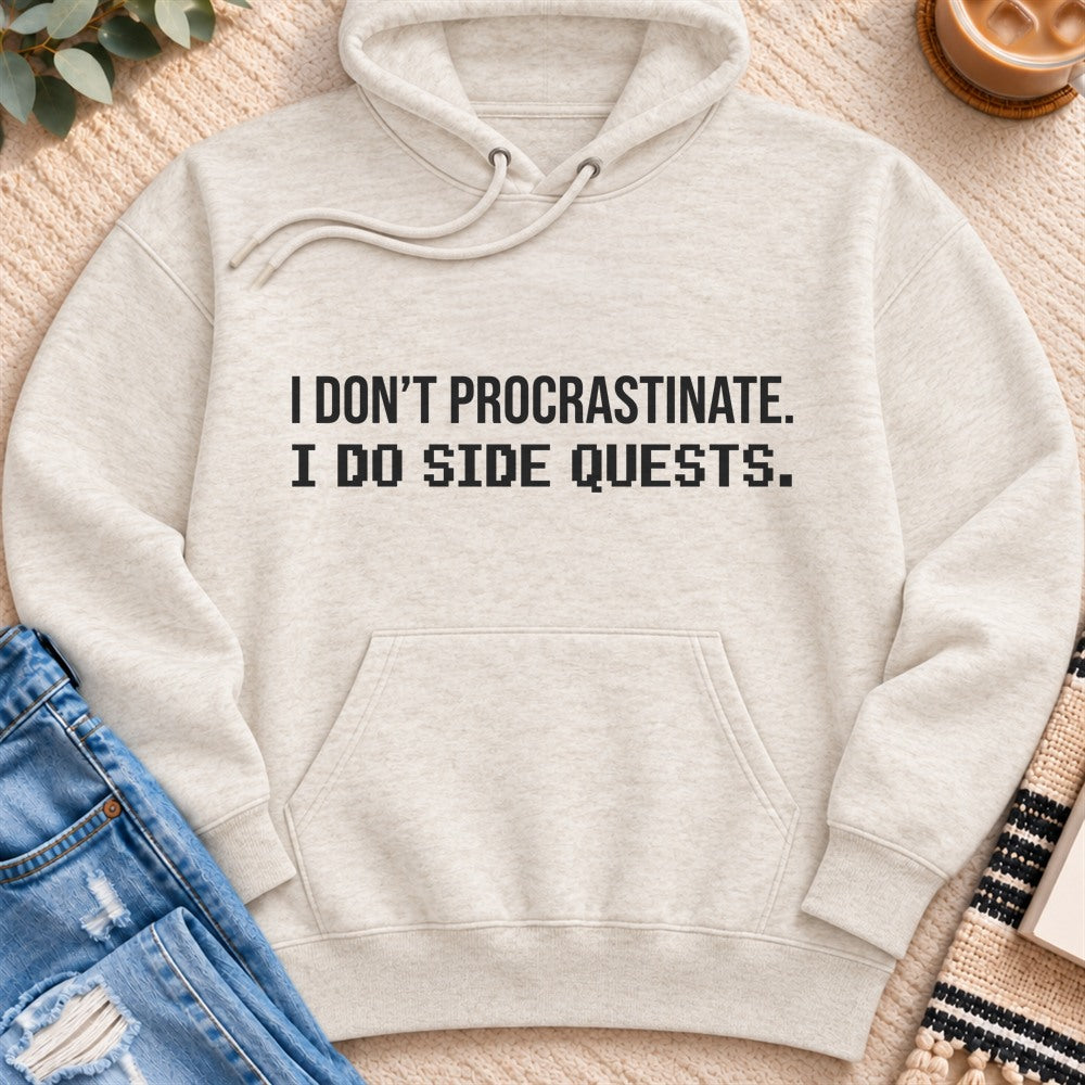 I do Side Quests Premium Hoodie in Oatmeal Heather - Quiet Chaos Co unisex mental health hoodie