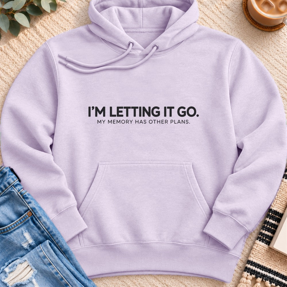 I'm Letting It Go, Memory Has Other Plans Premium Hoodie in Lilac - Quiet Chaos Co unisex mental health hoodie