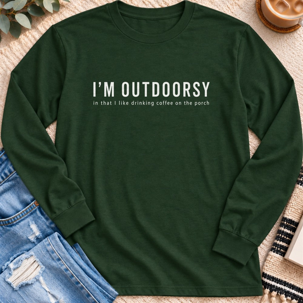 I'm Outdoorsy Long Sleeve in Forest Green - Quiet Chaos Co unisex mental health long sleeve tee