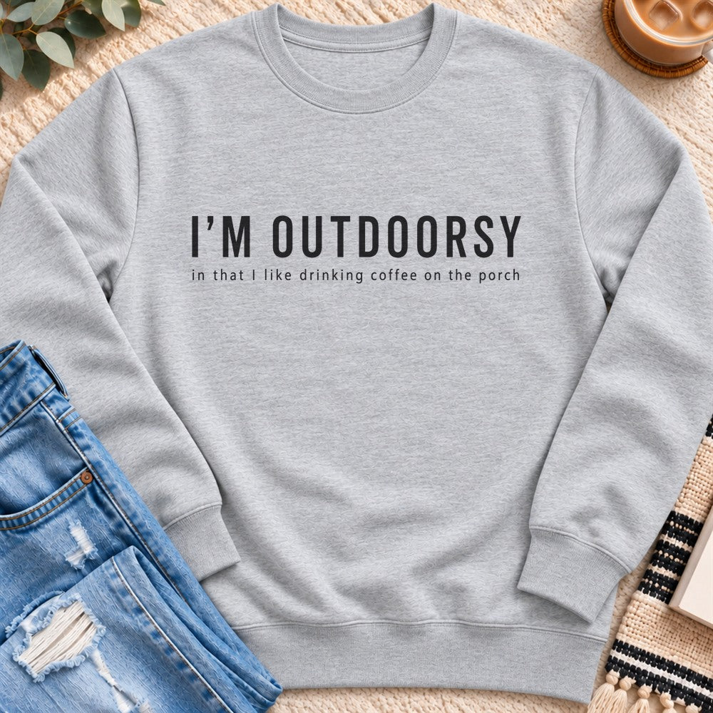 I'm Outdoorsy Sweatshirt in Heather Grey - Quiet Chaos Co unisex mental health sweatshirt