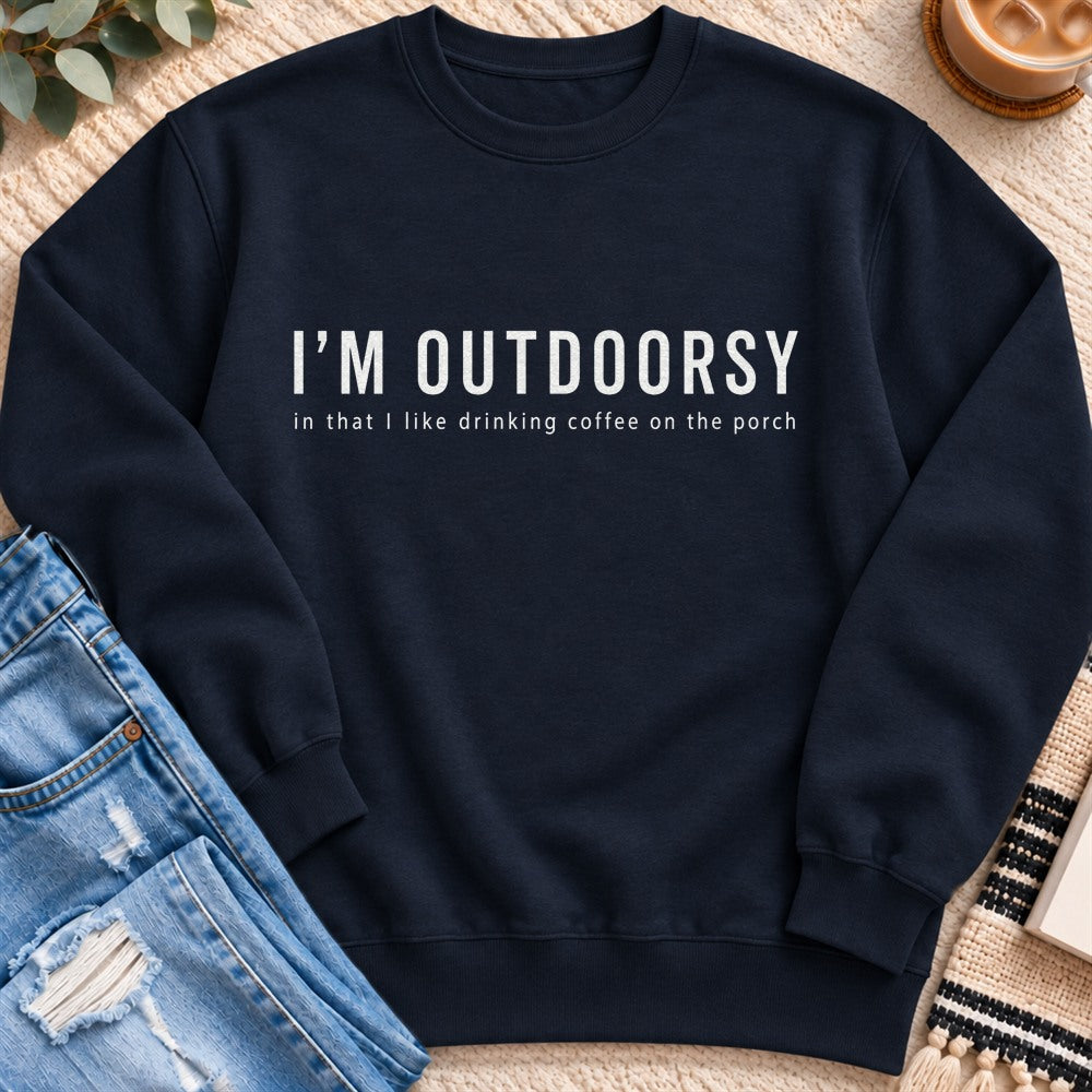 I'm Outdoorsy Sweatshirt in Navy - Quiet Chaos Co unisex mental health sweatshirt
