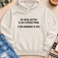 My Social Battery is Like a Vintage Phone Premium Hoodie in Oatmeal Heather - Quiet Chaos Co unisex mental health hoodie