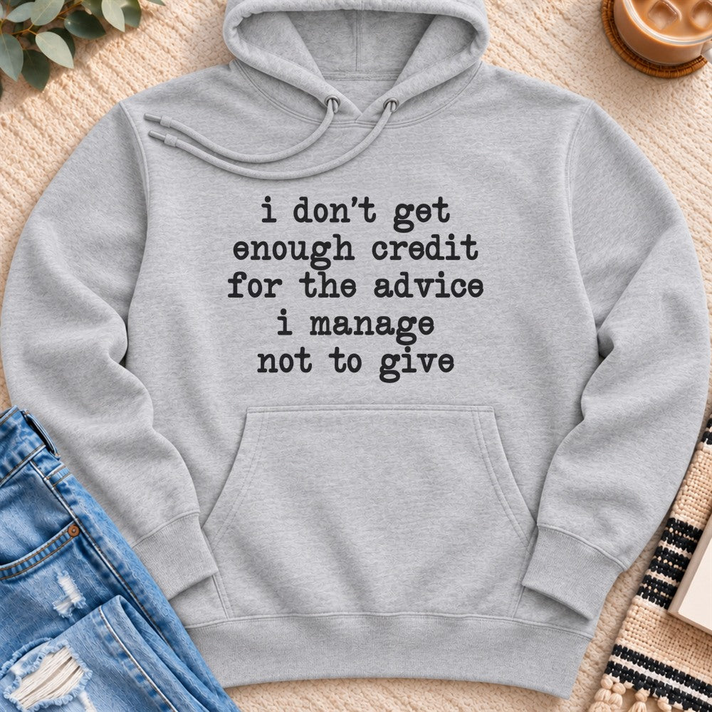 No Credit for the Advice I Don't Give Premium Hoodie in Heather Grey - Quiet Chaos Co unisex mental health hoodie