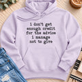 No Credit for the Advice I Don't Give Premium Hoodie in Lilac - Quiet Chaos Co unisex mental health hoodie