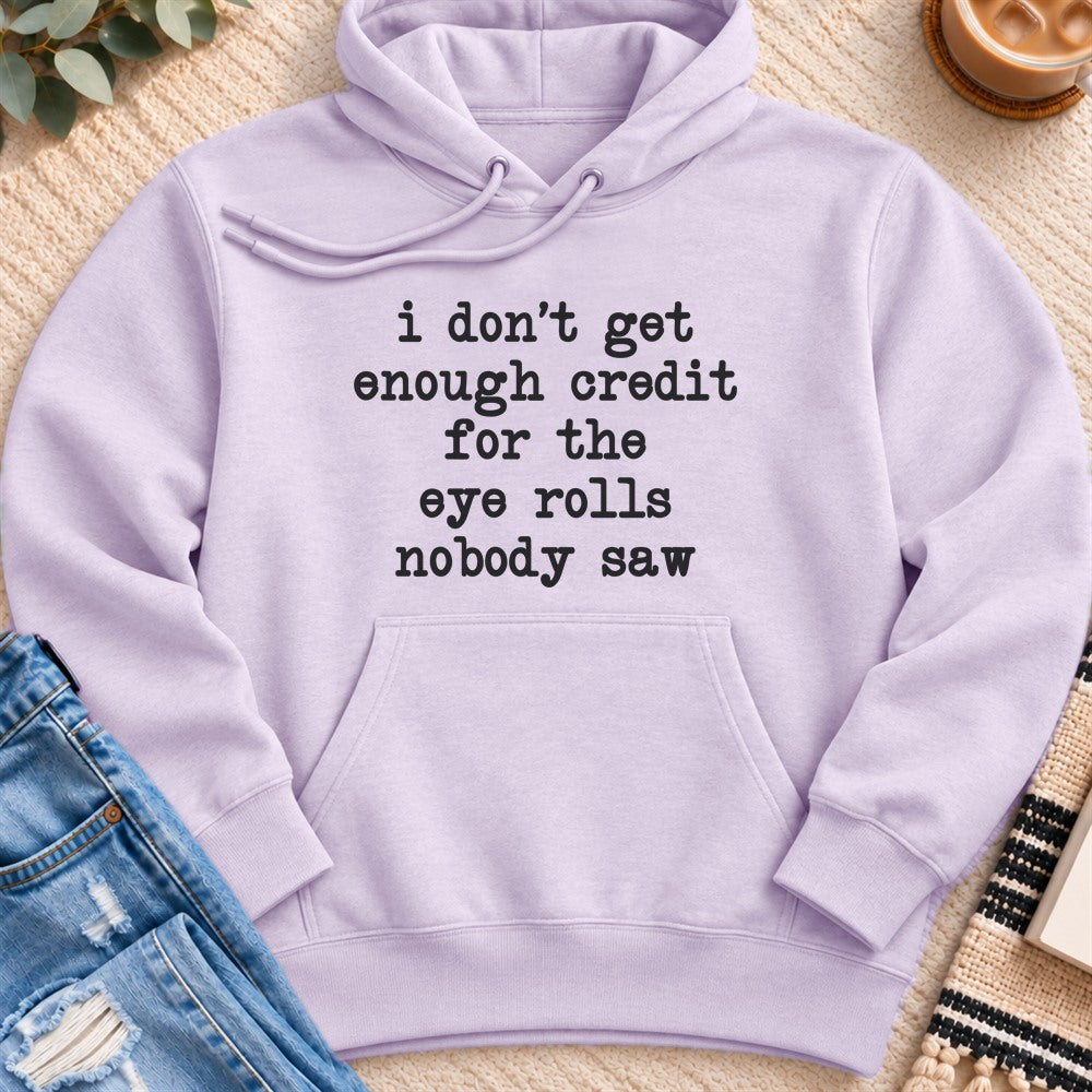 No Credit for the Eye Rolls Nobody Saw Premium Hoodie in Lilac - Quiet Chaos Co unisex mental health hoodie