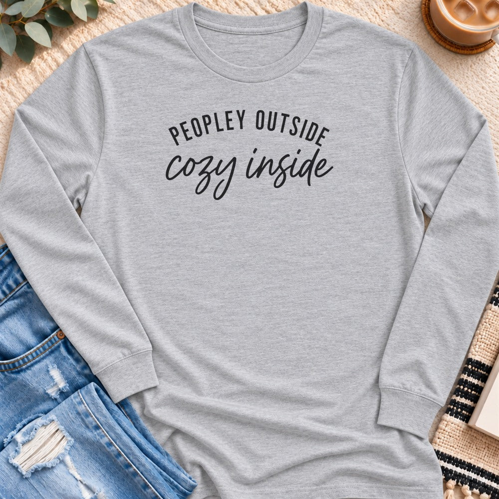 Peopley Outside, Cozy Inside Long Sleeve in Sport Grey - Quiet Chaos Co unisex mental health long sleeve tee