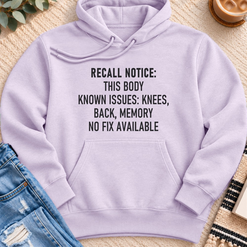 Recall Notice, This Body, No Fix Available Premium Hoodie in Lilac - Quiet Chaos Co unisex mental health hoodie