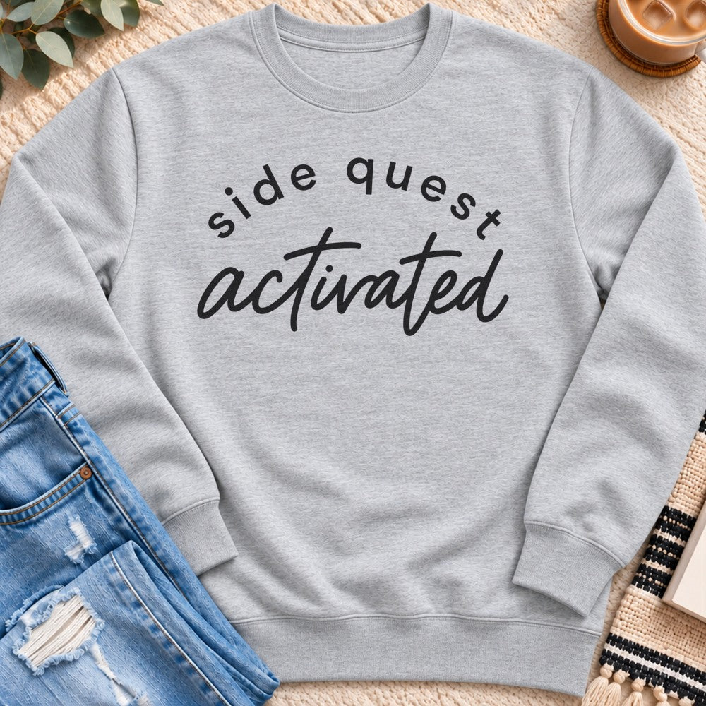 Side Quest Activated Sweatshirt in Heather Grey - Quiet Chaos Co unisex mental health sweatshirt