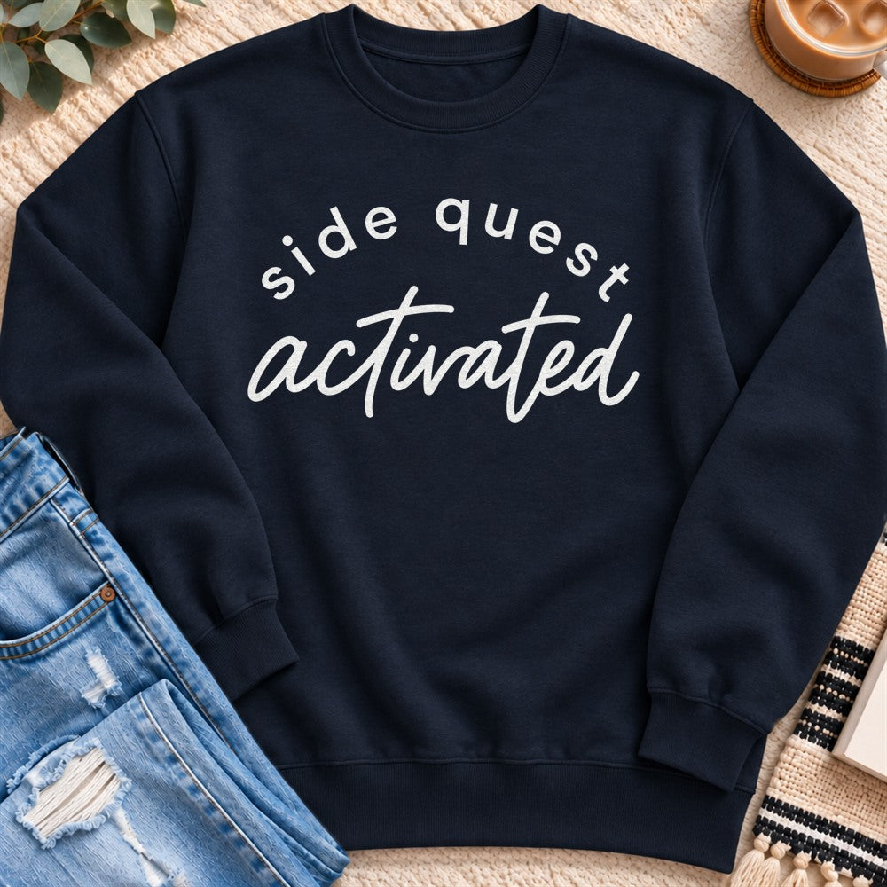 Side Quest Activated Sweatshirt in Navy - Quiet Chaos Co unisex mental health sweatshirt