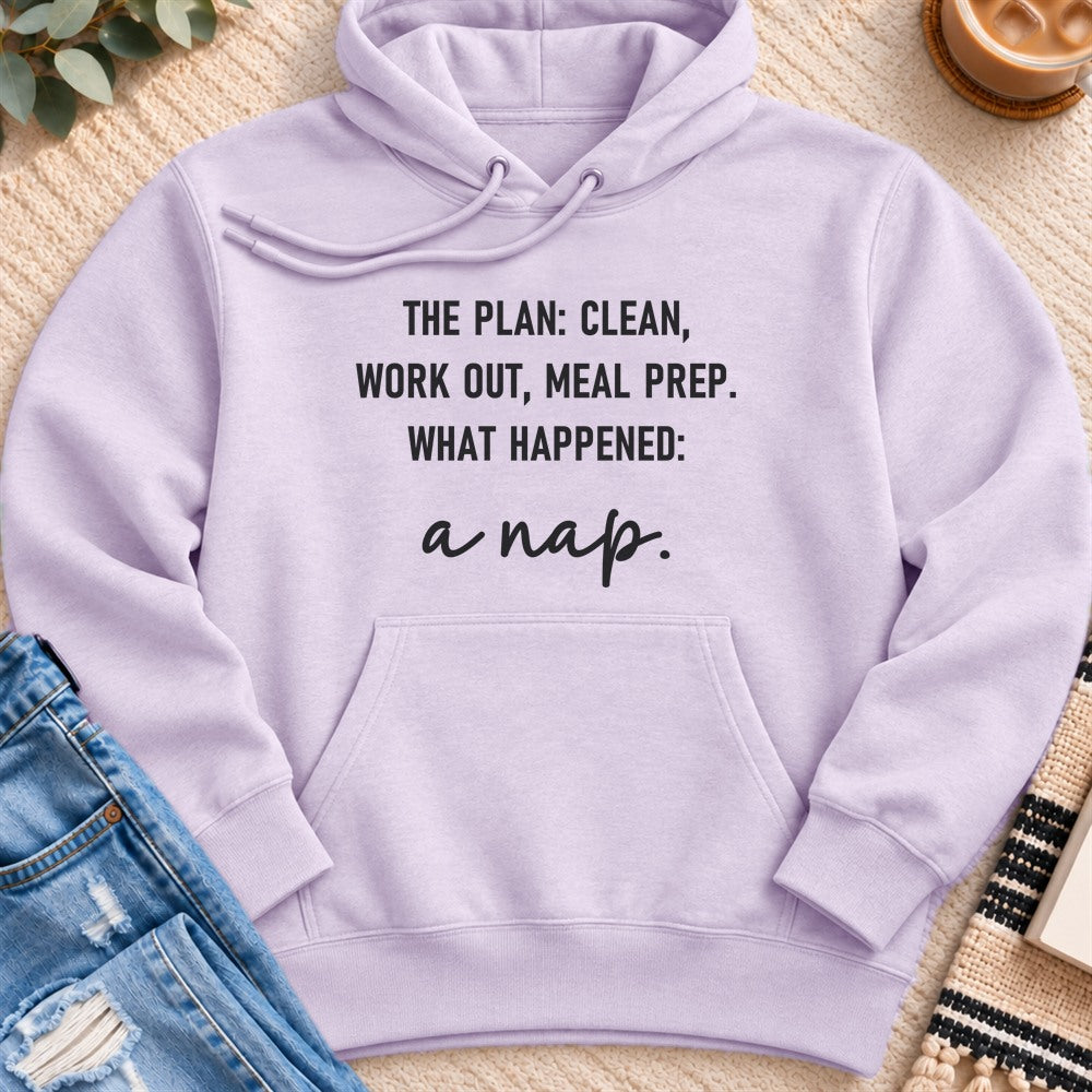 The Plan, and Then a Nap Premium Hoodie in Lilac - Quiet Chaos Co unisex mental health hoodie