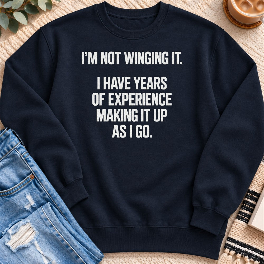 Years of Experience Making It Up Sweatshirt in Navy - Quiet Chaos Co unisex mental health sweatshirt