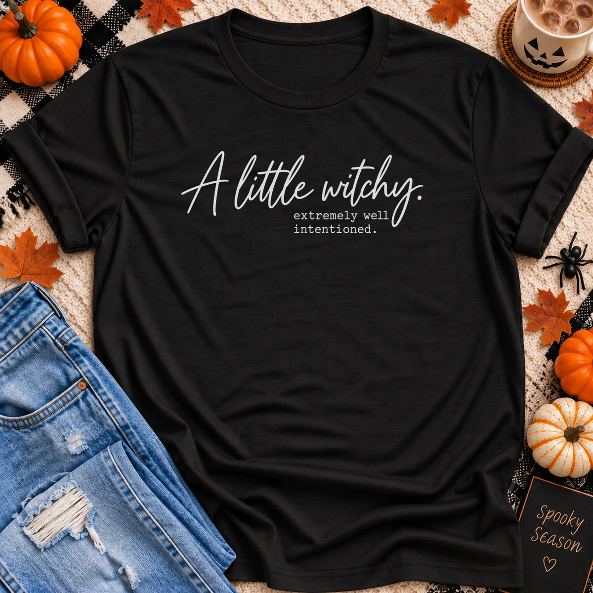 A Little Witchy, Extremely Well Intentioned T-Shirt in Black - Quiet Chaos Co unisex mental health tee