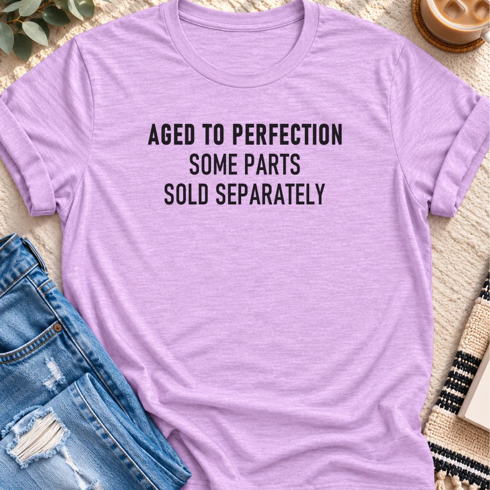 Aged to Perfection, Parts Sold Separately T-shirt in Heather Prism Lilac - Quiet Chaos Co unisex mental health tee