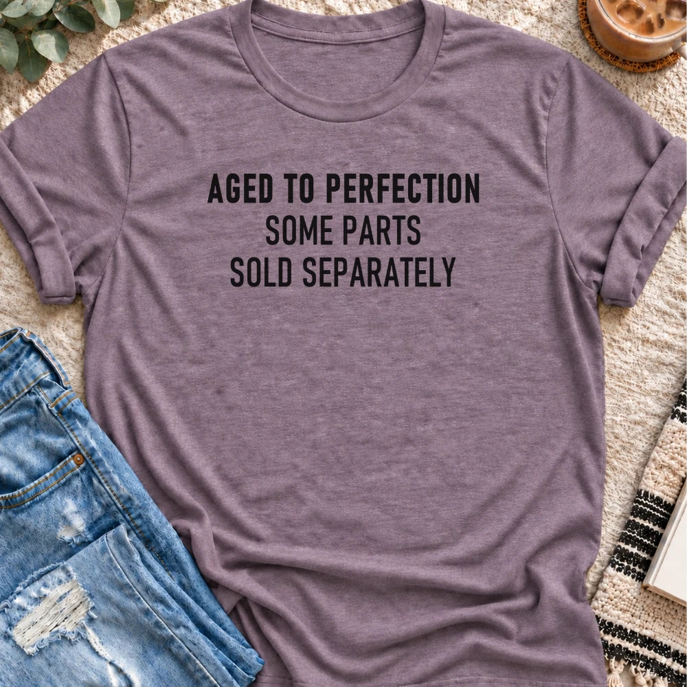 Aged to Perfection, Parts Sold Separately T-shirt in Heather Purple - Quiet Chaos Co unisex mental health tee