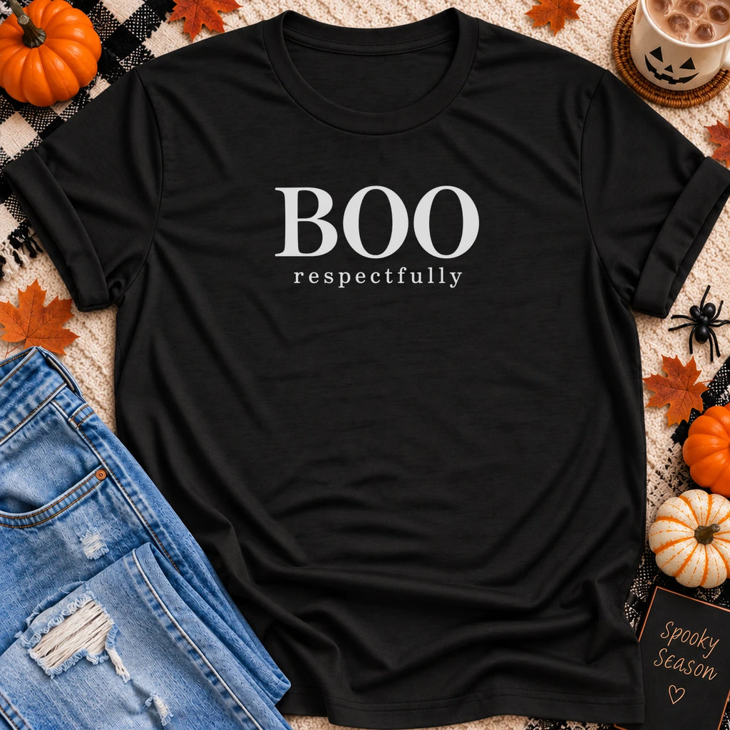 Boo Respectfully T-Shirt in Black - Quiet Chaos Co unisex mental health tee
