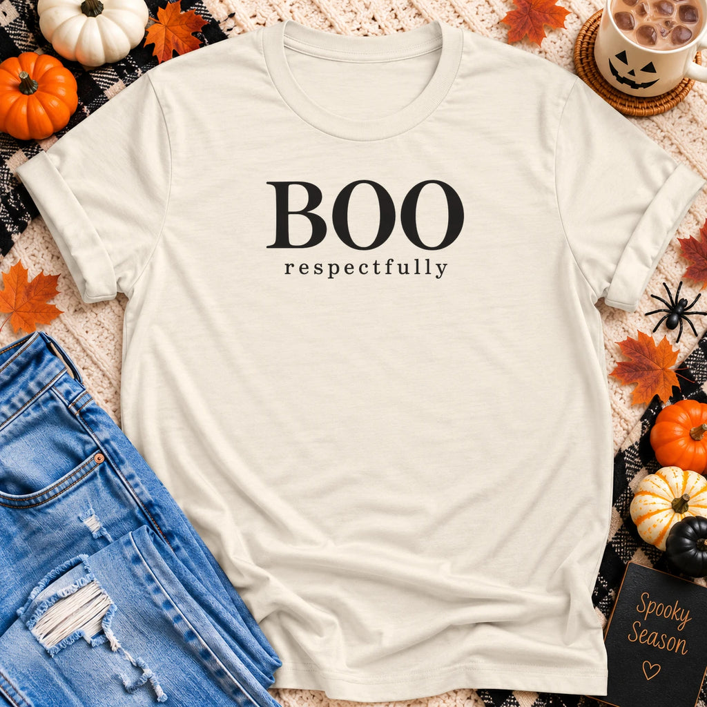 Boo Respectfully T-Shirt in Natural - Quiet Chaos Co unisex mental health tee