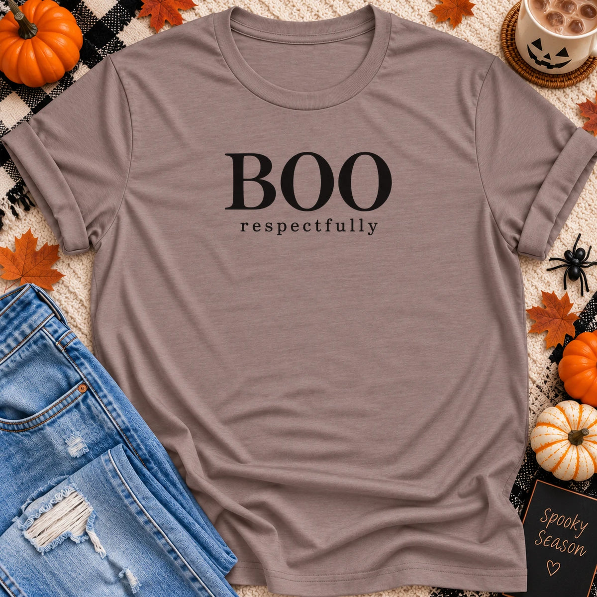 Boo Respectfully T-Shirt in Pebble Brown - Quiet Chaos Co unisex mental health tee
