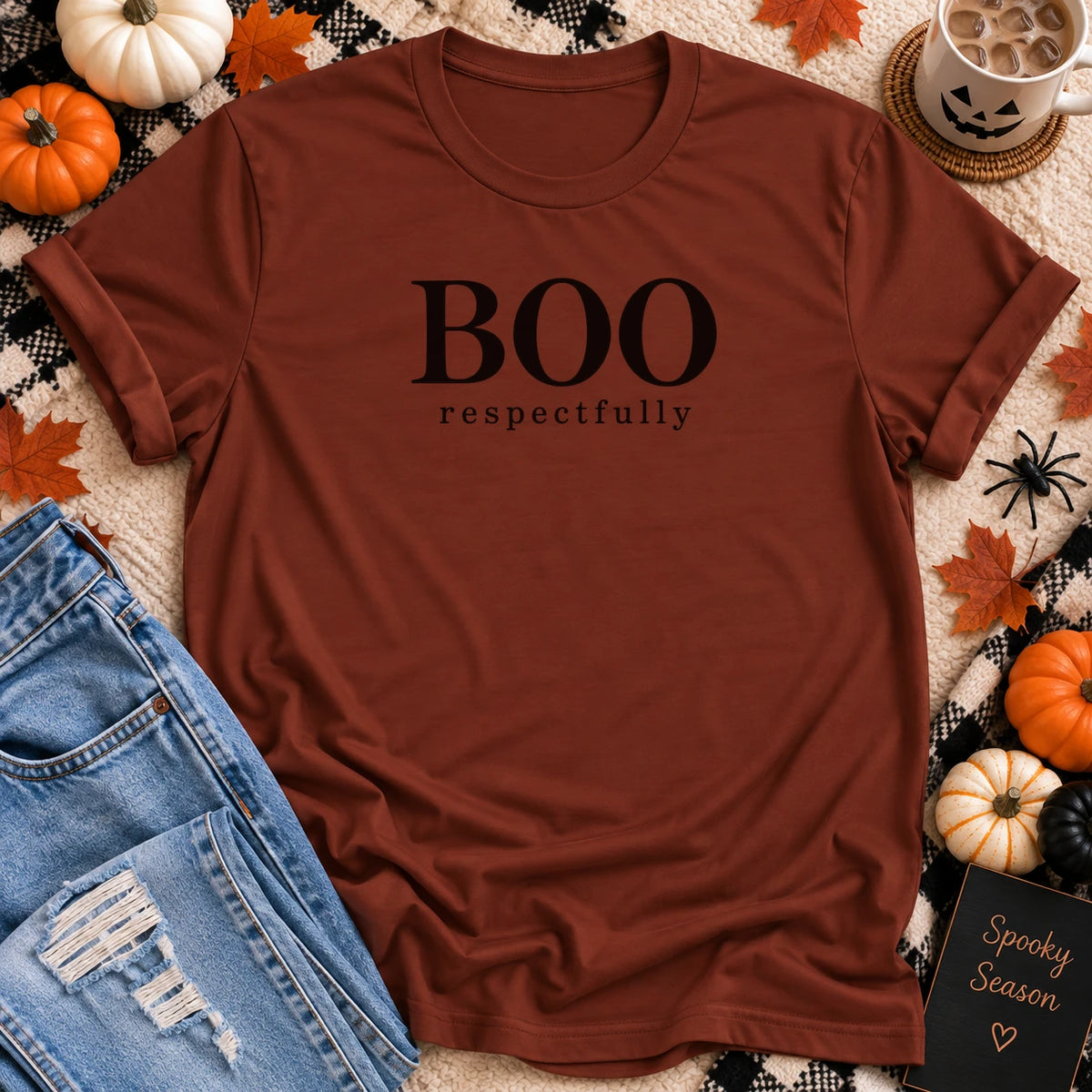 Boo Respectfully T-Shirt in Rust - Quiet Chaos Co unisex mental health tee