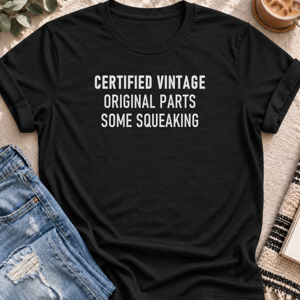 Certified Vintage, Some Squeaking T-shirt in Black - Quiet Chaos Co unisex mental health tee