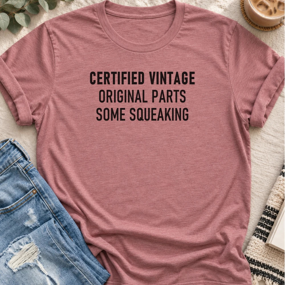 Certified Vintage, Some Squeaking T-shirt in Heather Mauve - Quiet Chaos Co unisex mental health tee