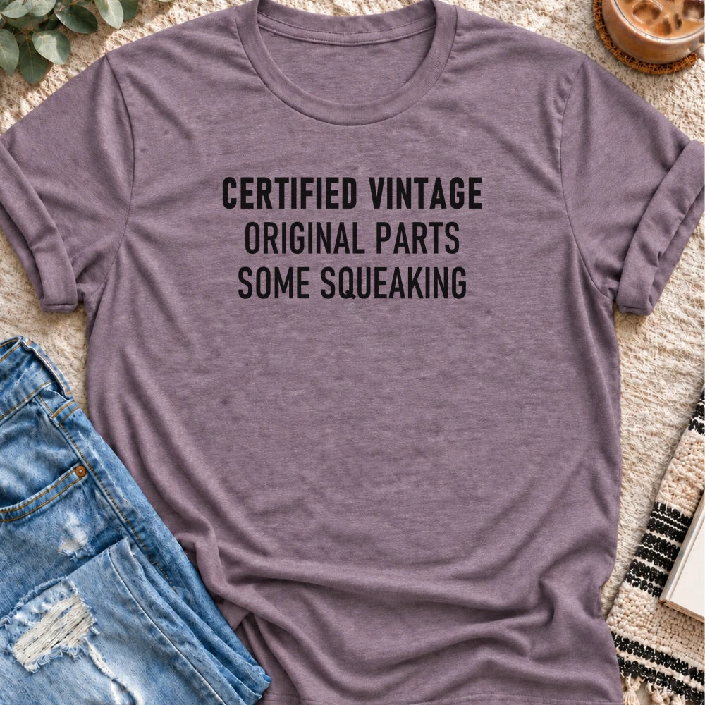 Certified Vintage, Some Squeaking T-shirt in Heather Purple - Quiet Chaos Co unisex mental health tee
