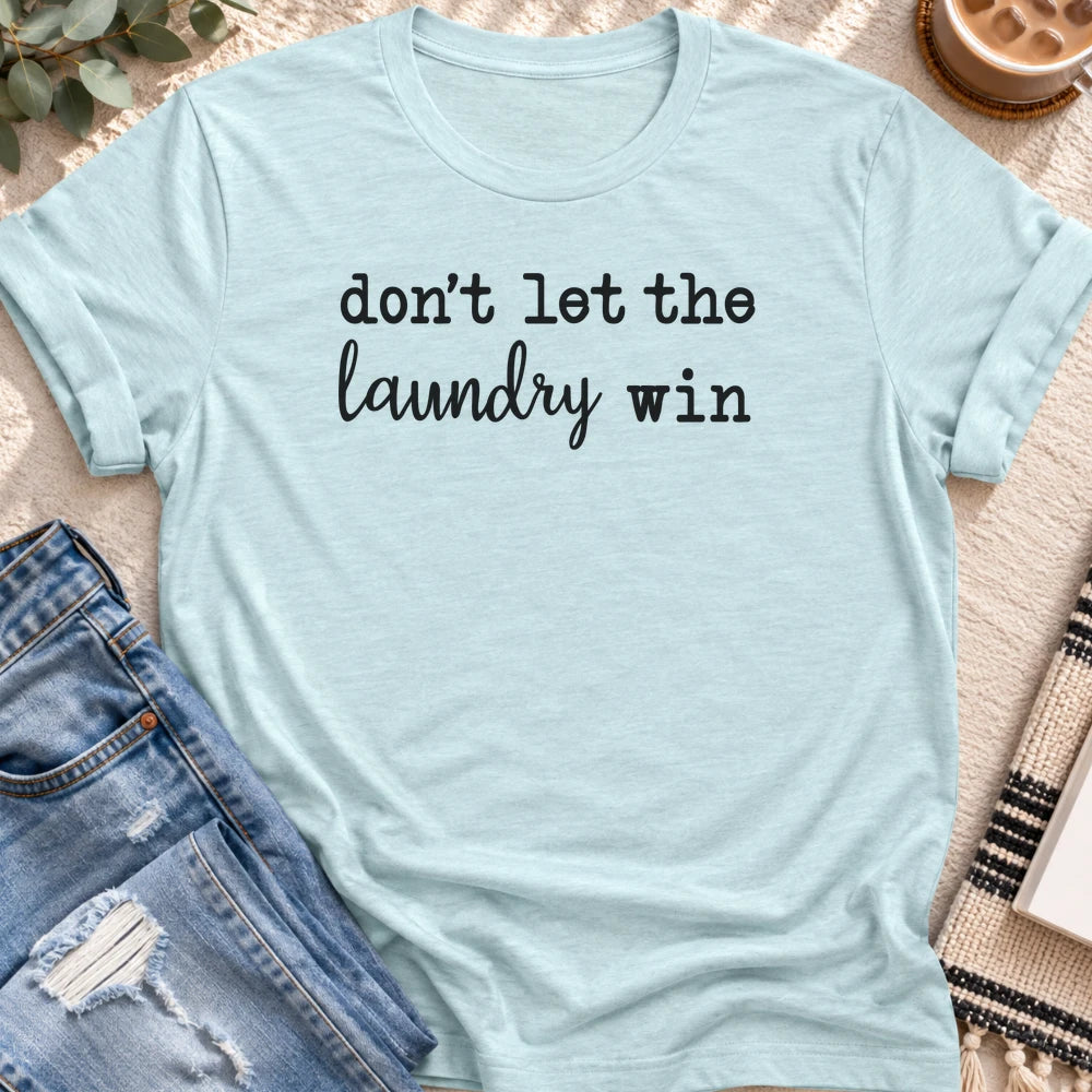Don't Let the Laundry Win T-shirt in Heather Prism Ice Blue - Quiet Chaos Co unisex mental health tee