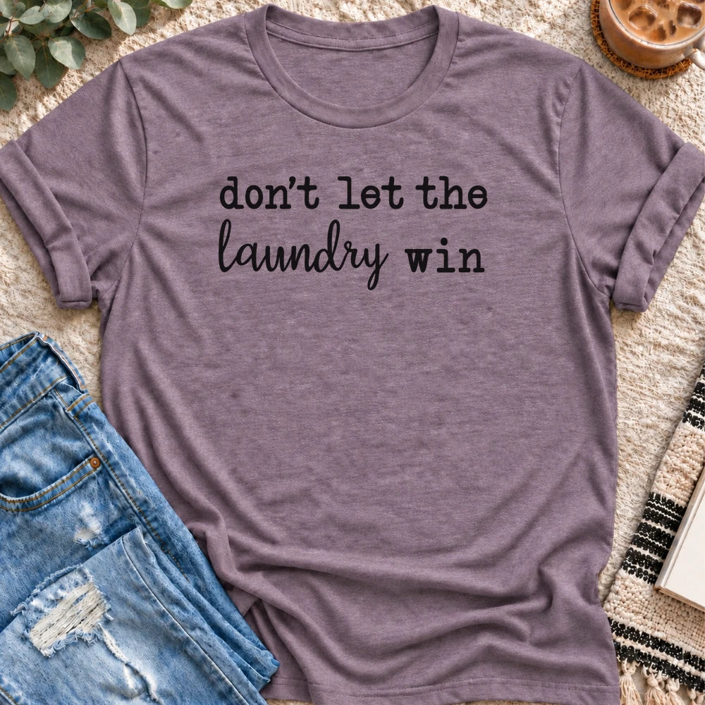 Don't Let the Laundry Win T-shirt in Heather Purple - Quiet Chaos Co unisex mental health tee