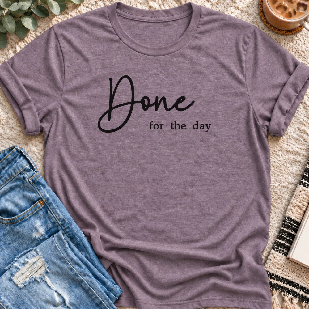 Done for the Day T-shirt in Heather Purple - Quiet Chaos Co unisex mental health tee