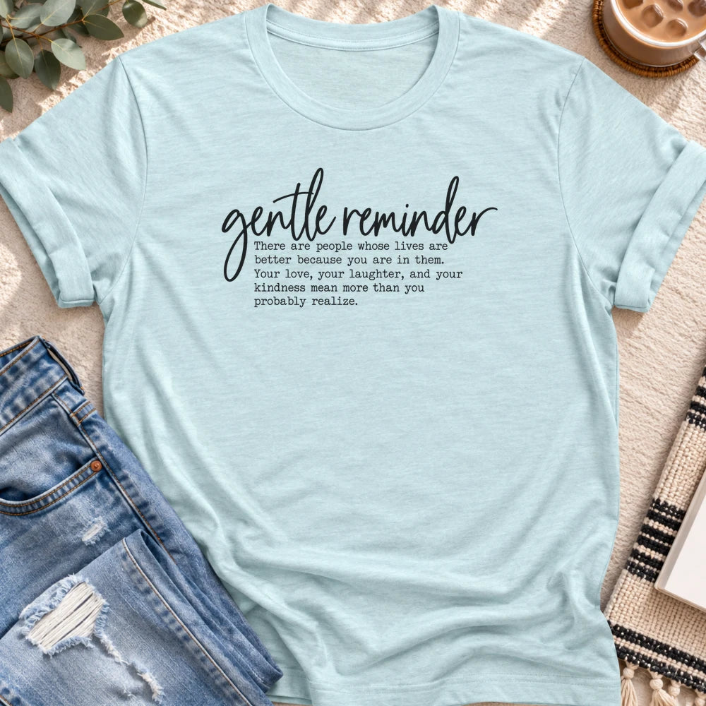 Gentle Reminder T-Shirt in Heather Prism Ice Blue - Quiet Chaos Co unisex mental health tee