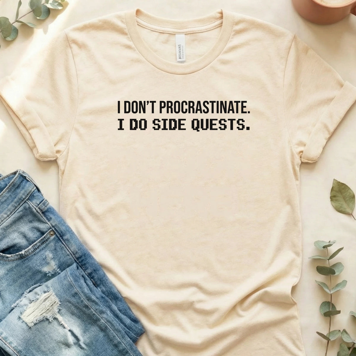 I Do Side Quests T-Shirt – Soft Cream Bella Canvas Unisex Tee | Quiet Chaos Co