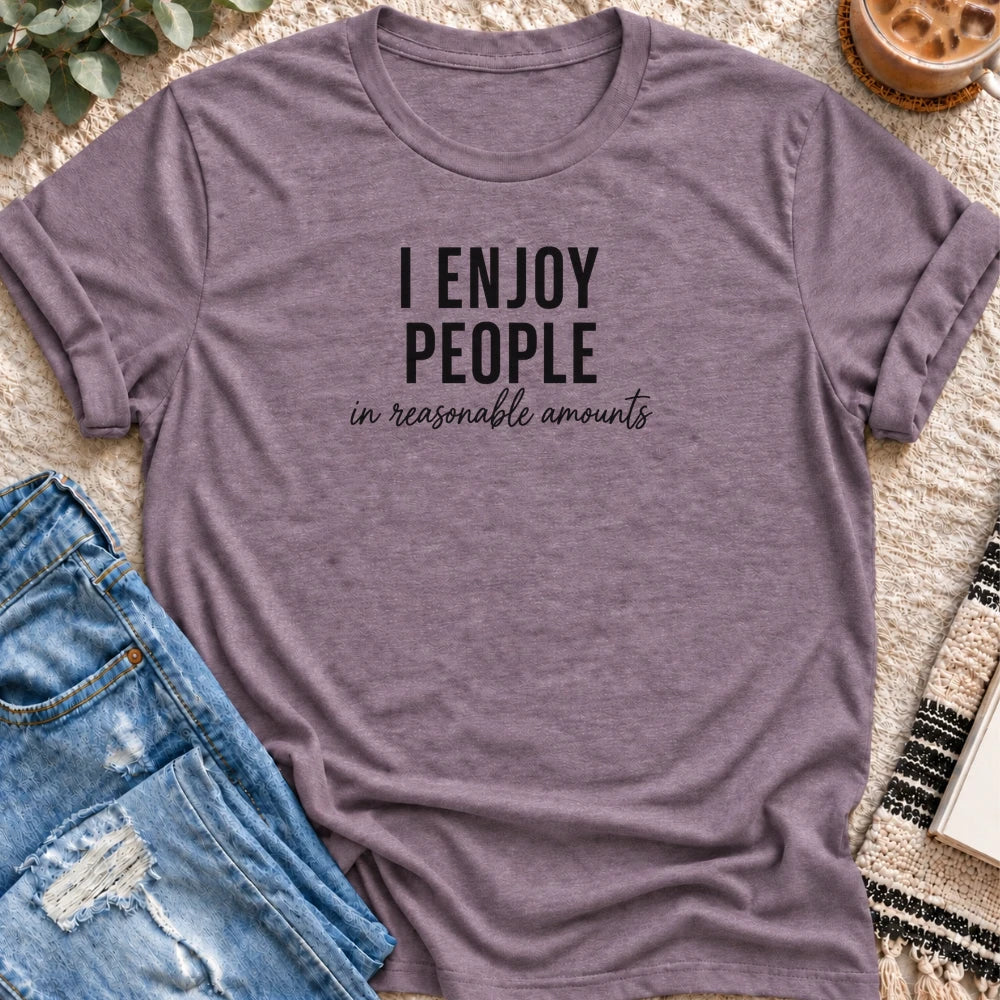I Enjoy People in Reasonable Amounts T-shirt in Heather Purple - Quiet Chaos Co unisex mental health tee