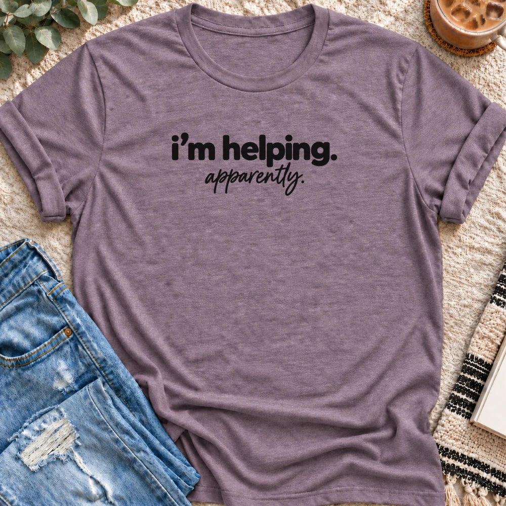 I'm Helping, Apparently T-shirt in Heather Purple - Quiet Chaos Co unisex mental health tee