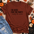 I'm Here for the Party, Mostly the Snacks T-Shirt in Rust - Quiet Chaos Co unisex mental health tee