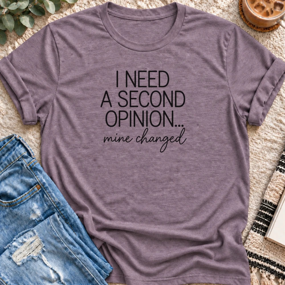 I Need a Second Opinion, Mine Changed T-shirt in Heather Purple - Quiet Chaos Co unisex mental health tee