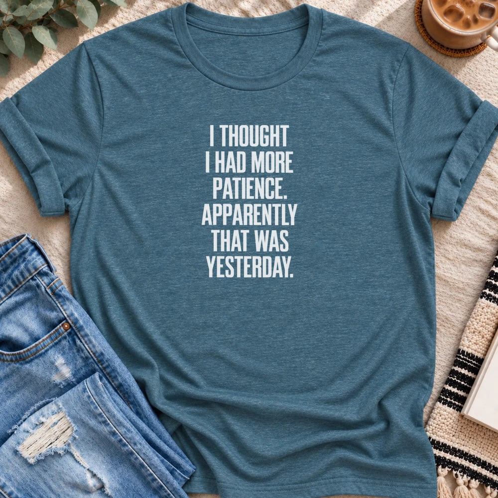 I Thought I Had More Patience T-shirt in Heather Deep Teal - Quiet Chaos Co unisex mental health tee
