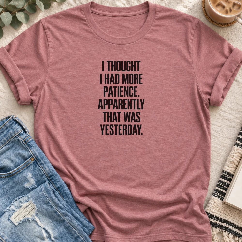 I Thought I Had More Patience T-shirt in Heather Mauve - Quiet Chaos Co unisex mental health tee