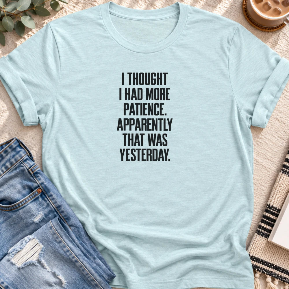 I Thought I Had More Patience T-shirt in Heather Prism Ice Blue - Quiet Chaos Co unisex mental health tee