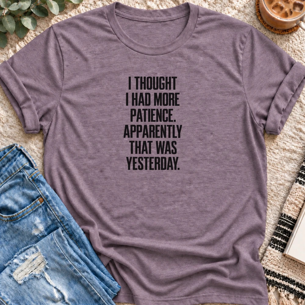 I Thought I Had More Patience T-shirt in Heather Purple - Quiet Chaos Co unisex mental health tee