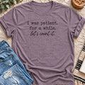 I Was Patient, Let's Count It T-shirt in Heather Purple - Quiet Chaos Co unisex mental health tee