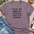 Motivation, I Said I'd Go Tomorrow T-shirt in Heather Purple - Quiet Chaos Co unisex mental health tee