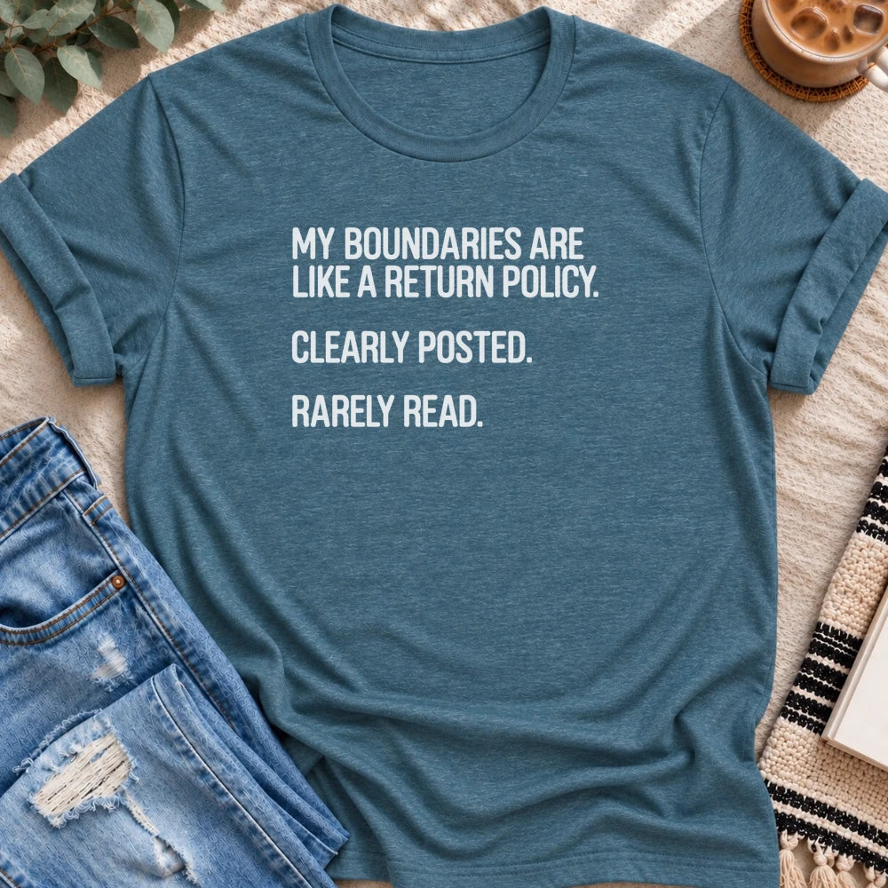 My Boundaries Are Like a Return Policy T-shirt in Heather Deep Teal - Quiet Chaos Co unisex mental health tee