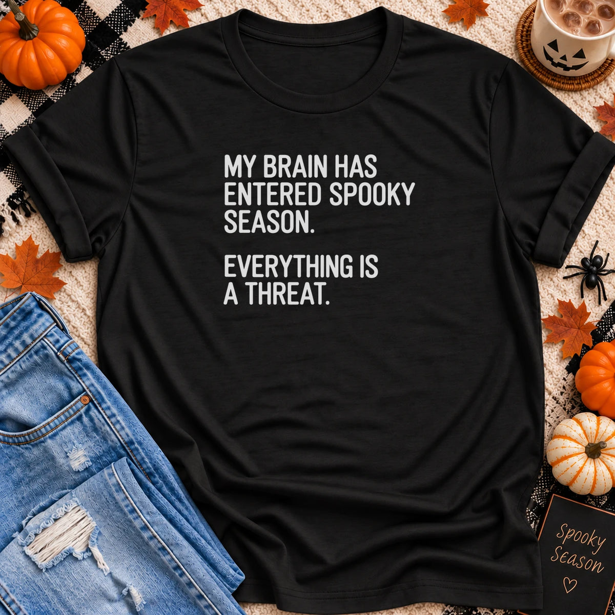 My Brain Has Entered Spooky Season T-Shirt in Black - Quiet Chaos Co unisex mental health tee