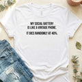 My Social Battery Is Like a Vintage Phone T-Shirt – White Bella Canvas Unisex Tee | Quiet Chaos Co