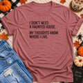 My Thoughts Know Where I Live T-Shirt in Mauve - Quiet Chaos Co unisex mental health tee